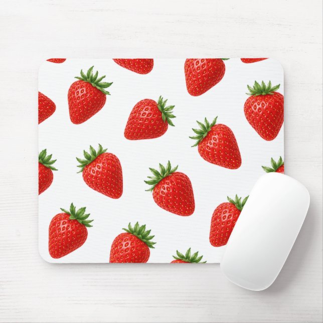 Sömlös jordgubbdesign Cute röda frukter  Musmatta (Med mus)