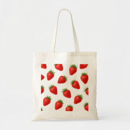 Sömlös jordgubbdesign Cute röda frukter Tygkasse