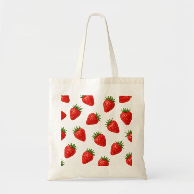 Sömlös jordgubbdesign Cute röda frukter  Tygkasse (Framsidan)