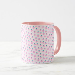 Sömlös jordgubbdesign – Pastell Rosa Söt Mugg