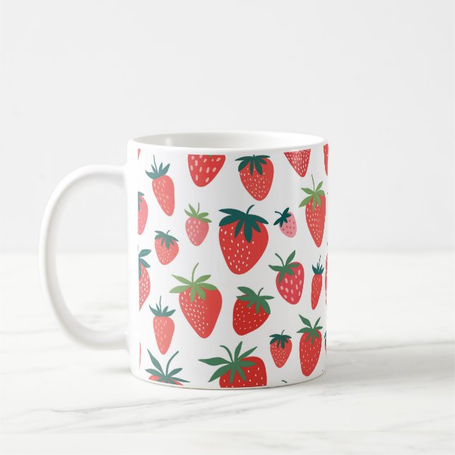 Sömlös jordgubbe mönster kaffemugg (Vänster)