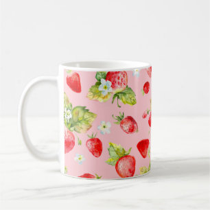 sömlös jordgubbsbäck mönster kaffemugg