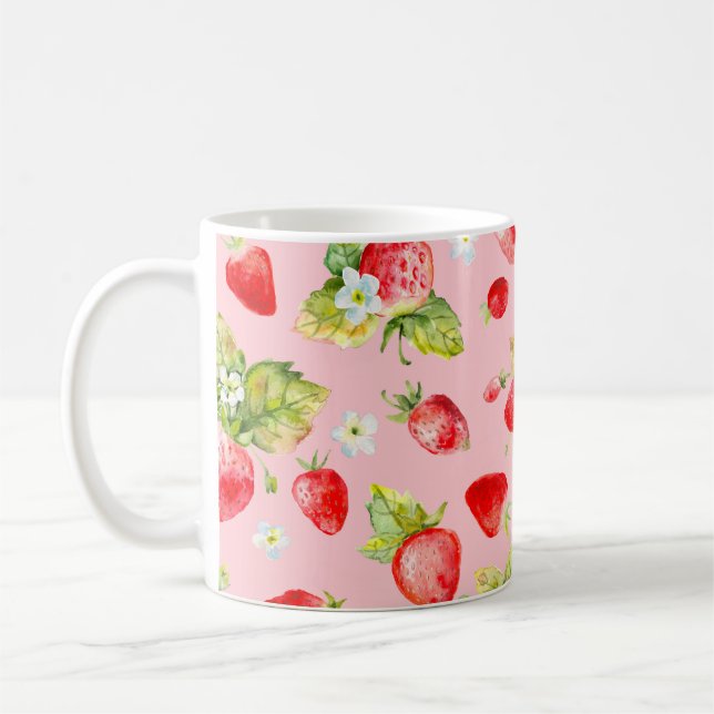 sömlös jordgubbsbäck mönster kaffemugg (Vänster)