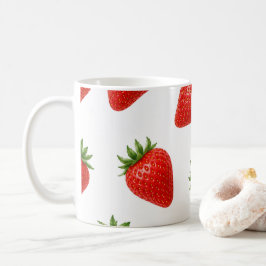 Sömlös jordgubbsmönster Söt röd frukt Kaffemugg