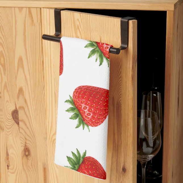Sömlös jordgubbsmönster Söt röd frukt  Kökshandduk (Thirds Fold)