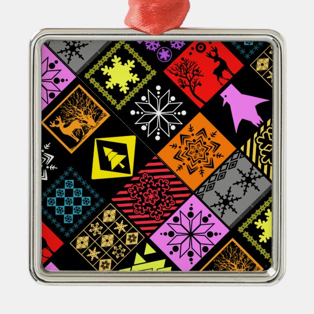 Sömlös jul-inslag-geometrisk snöflake julgransprydnad metall (Framsidan)