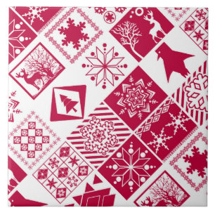 Sömlös jul-inslag-geometrisk snöflake kakelplatta