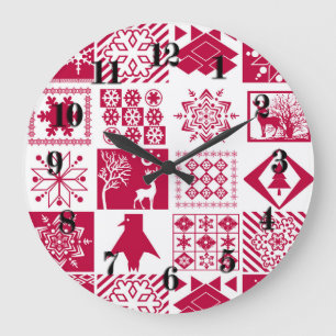 Sömlös jul-inslag-geometrisk snöflake stor klocka