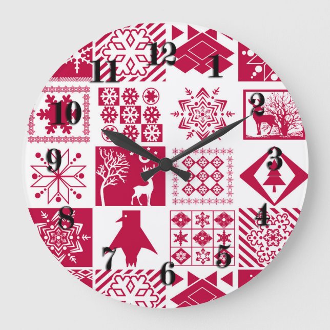 Sömlös jul-inslag-geometrisk snöflake stor klocka (Framsida)