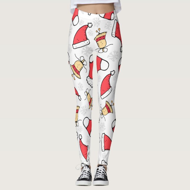 Sömlös jul mönster, festlig design. leggings (Framsida)