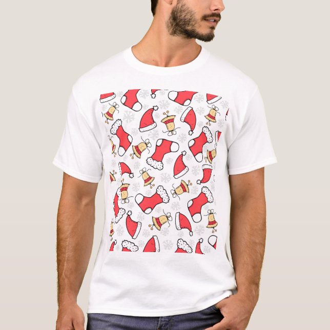 Sömlös jul mönster, festlig design. t shirt (Framsida)