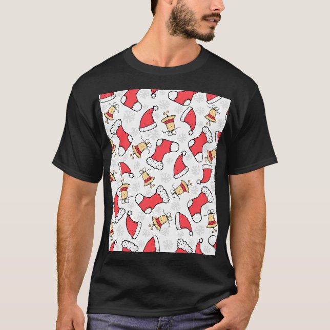 Sömlös jul mönster, festlig design. t shirt (Framsida)