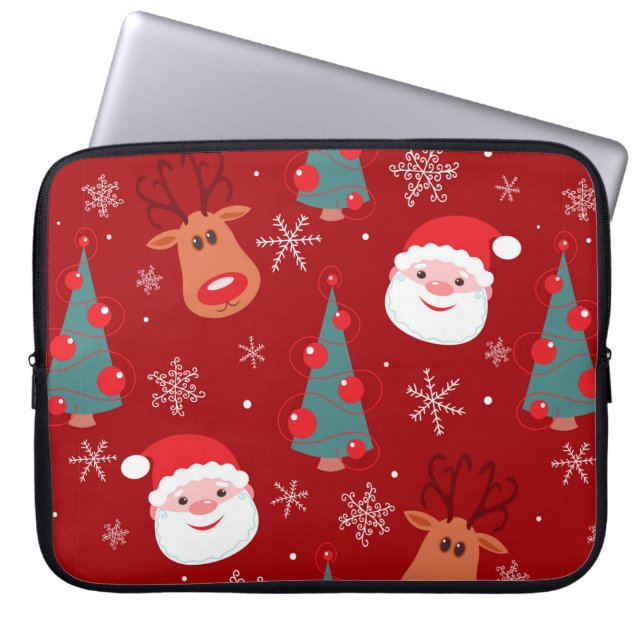 Sömlös jul mönster med reindeer Tomtre Laptop Fodral (Framsidan)