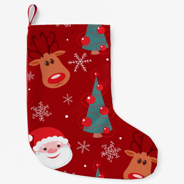 Sömlös jul mönster med reindeer Tomtre Liten Julstrumpa (Framsidan)