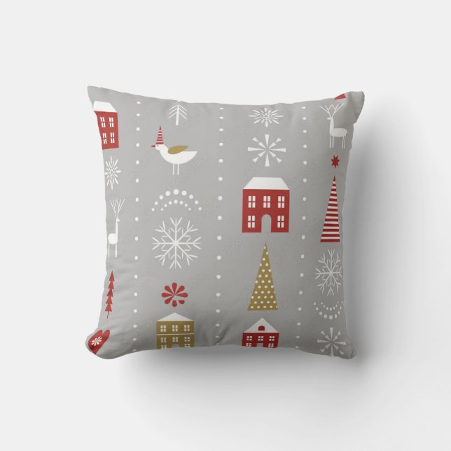 sömlös jul mönster med stiliserad snöflinga kudde (Framsida)