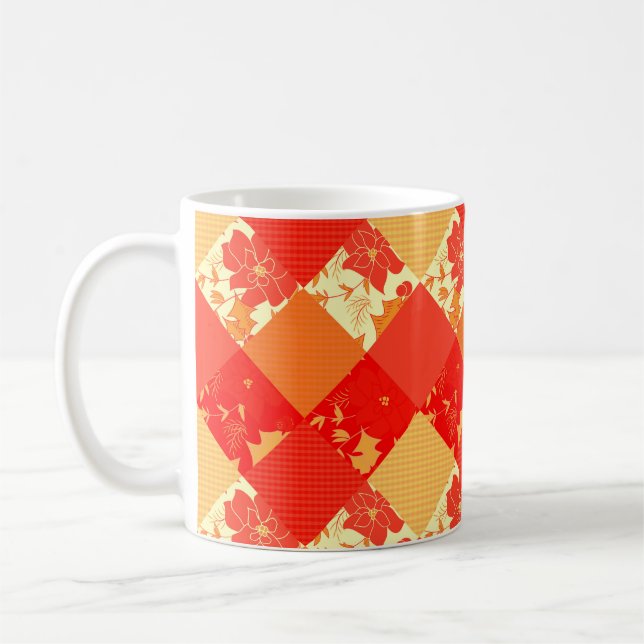 Sömlös jul patchwork lappar mönster geometrisk kaffemugg (Vänster)