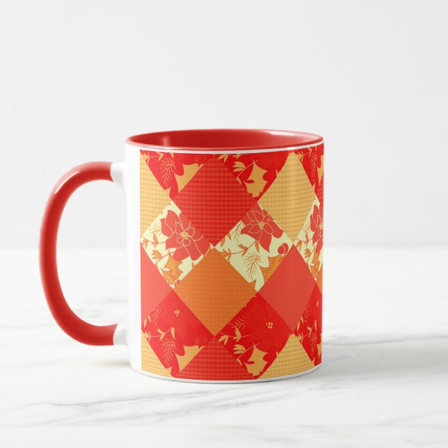 Sömlös jul patchwork lappar mönster geometrisk mugg (Vänster)