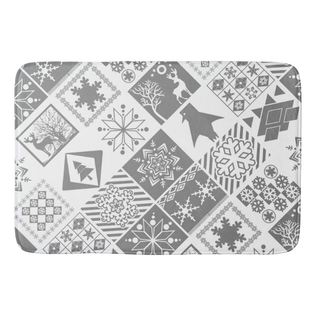 Sömlös julpatchwork snowflake snö hjort t badrumsmatta (Framsidan)