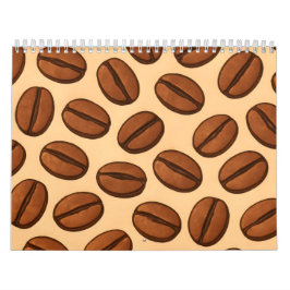 Sömlös kaffebönsmönster | Varm brun café  Kalender