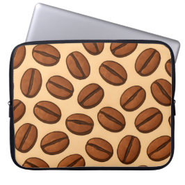 Sömlös kaffebönsmönster | Varm brun café  Laptop Fodral