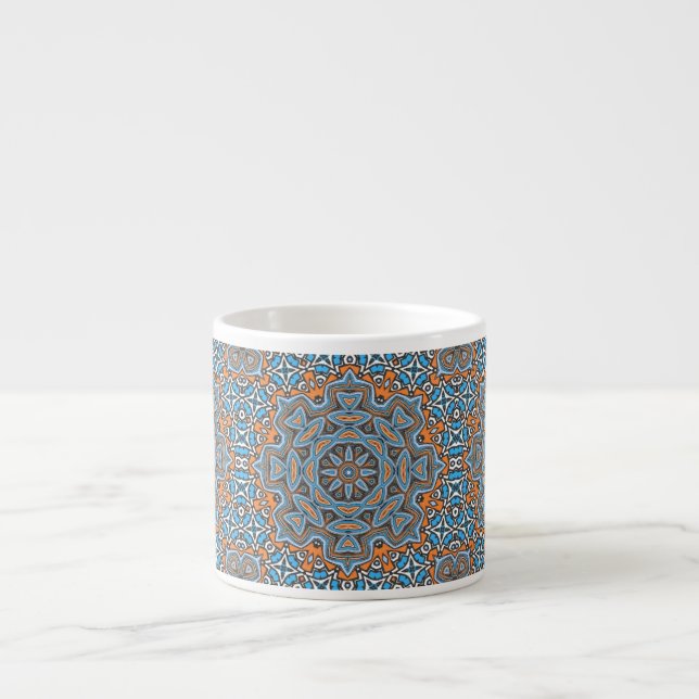 Sömlös kakel ornamental abstrakt mönster kakelmosa espressomugg (Framsidan)