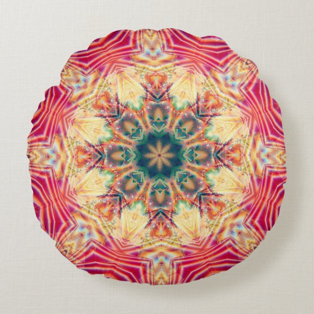 Sömlös kaleidoskop, färglös struktur. Illustrati Rund Kudde (Framsidan)