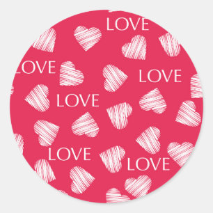 Sömlös KÄRLEK Valentines day rosa vit repe Runt Klistermärke