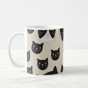 Sömlös katt, vismisk illustration av Mönster. Kaffemugg