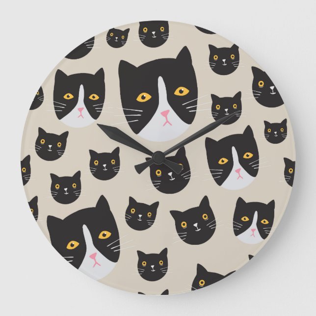 Sömlös katt, vismisk illustration av Mönster. Stor Klocka (Framsida)