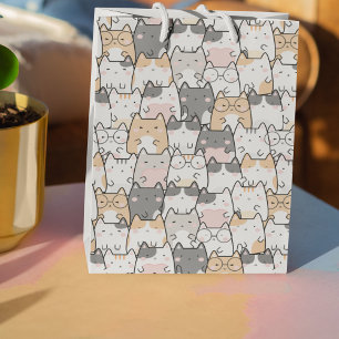 Sömlös Kawaii Cute Cats Mönster