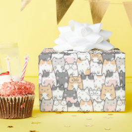 Sömlös Kawaii Cute Cats Mönster Presentpapper
