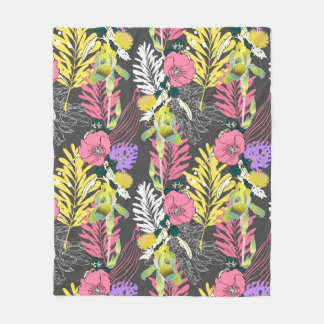 Sömlös konstnärsblomma mönster, vacker tropik fleecefilt