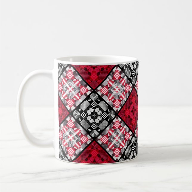Sömlös kontrollerad plaid abstrakt kvadratgeometri kaffemugg (Vänster)