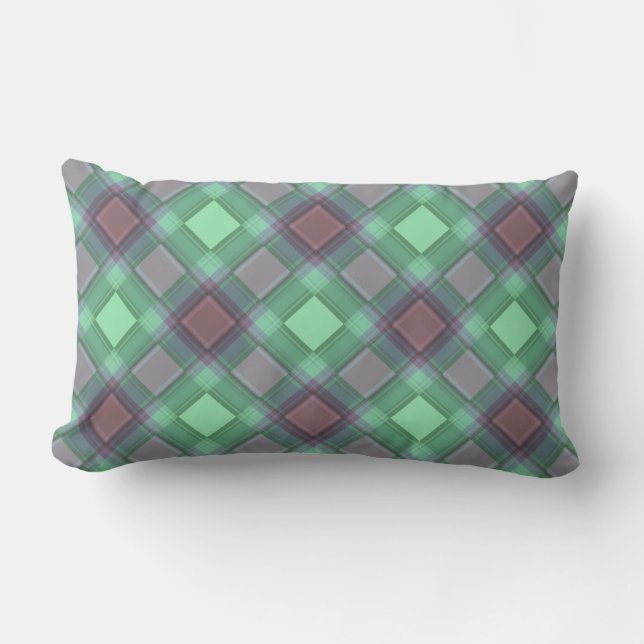 Sömlös kontrollerad plaid abstrakt kvadratgeometri lumbarkudde (Framsida)