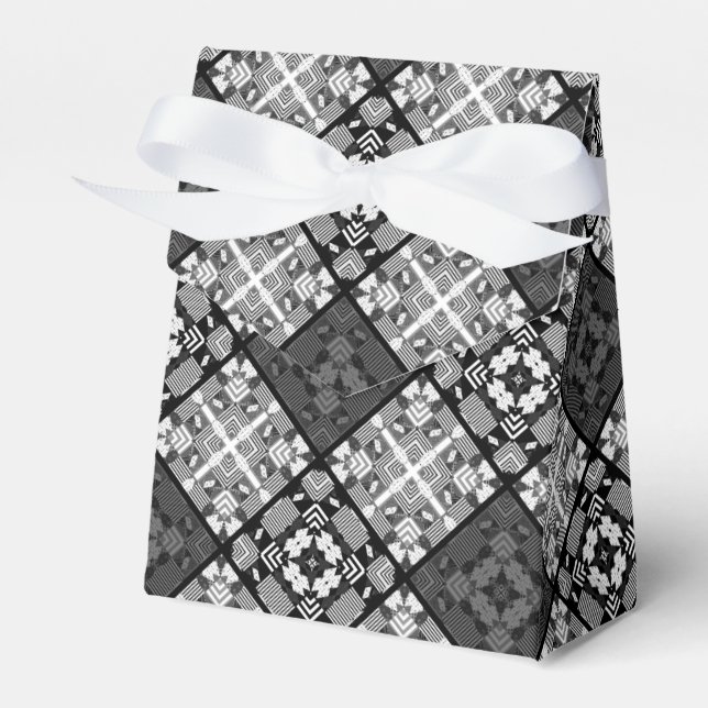 Sömlös kontrollerad plaid abstrakt kvadratgeometri presentaskar (Framsidan Sidan)