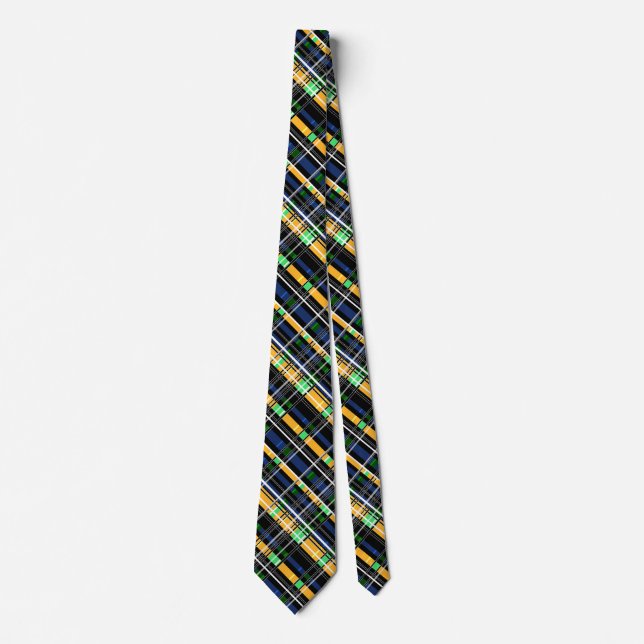 Sömlös kontrollerad plaid abstrakt kvadratgeometri slips (Framsida)