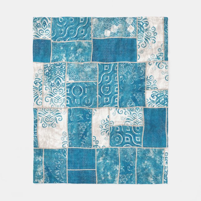 Sömlös lappning av kollage quilt mönster-utskrift fleecefilt (Framsidan)