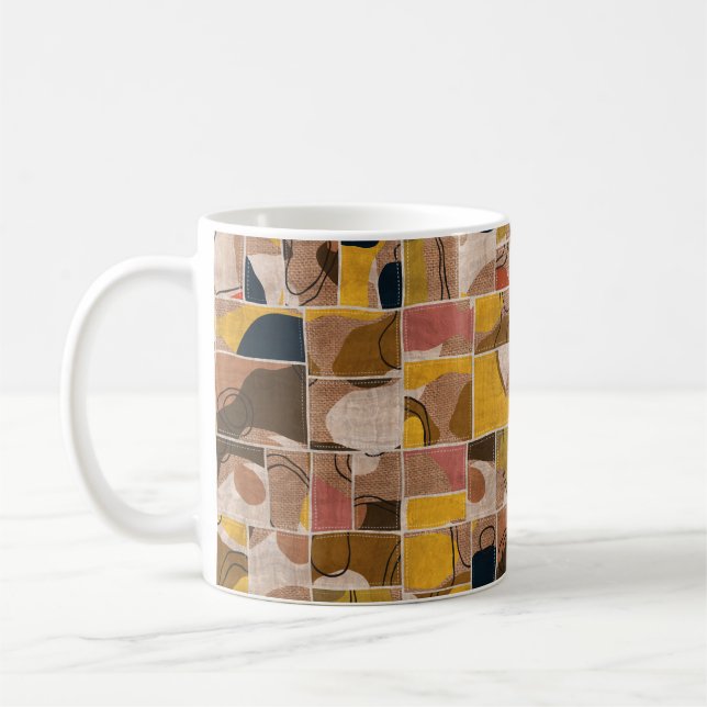 Sömlös lappning av kollage quilt mönster-utskrift kaffemugg (Vänster)