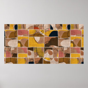 Sömlös lappning av kollage quilt mönster-utskrift poster