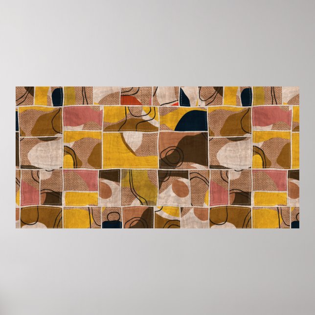 Sömlös lappning av kollage quilt mönster-utskrift poster (Framsidan)