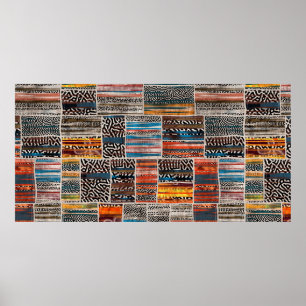 Sömlös lappning av kollage quilt mönster-utskrift poster