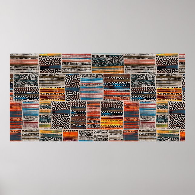 Sömlös lappning av kollage quilt mönster-utskrift poster (Framsidan)