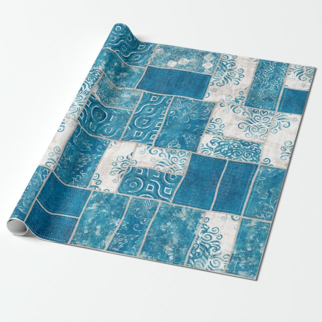 Sömlös lappning av kollage quilt mönster-utskrift presentpapper (Utrullad)