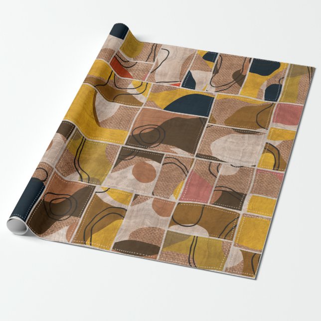 Sömlös lappning av kollage quilt mönster-utskrift presentpapper (Utrullad)