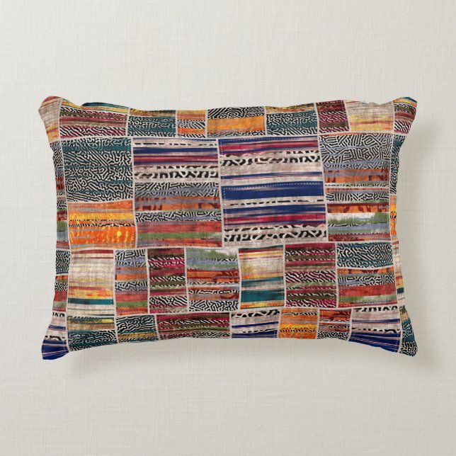 Sömlös lappning av kollage quilt mönster-utskrift prydnadskudde (Framsidan)