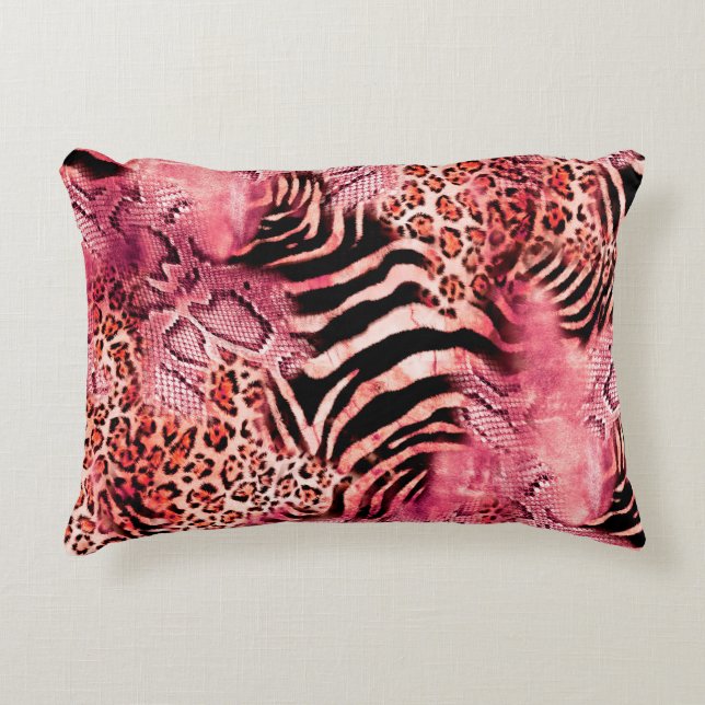 Sömlös leopard mönster, abstrakt zebra. leopard, prydnadskudde (Framsidan)