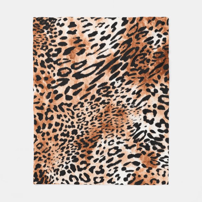 Sömlös leopard mönster, afrikanskt djurtryck fleecefilt (Framsidan)