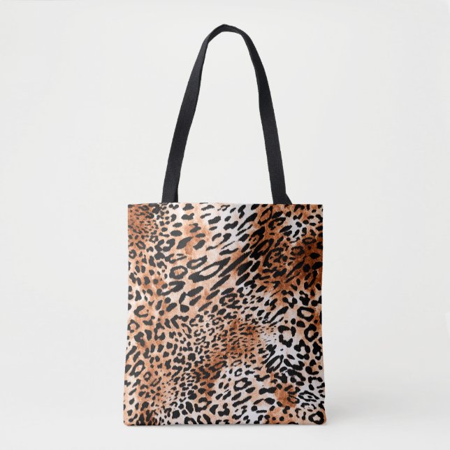 Sömlös leopard mönster, afrikanskt djurtryck tygkasse (Framsida)
