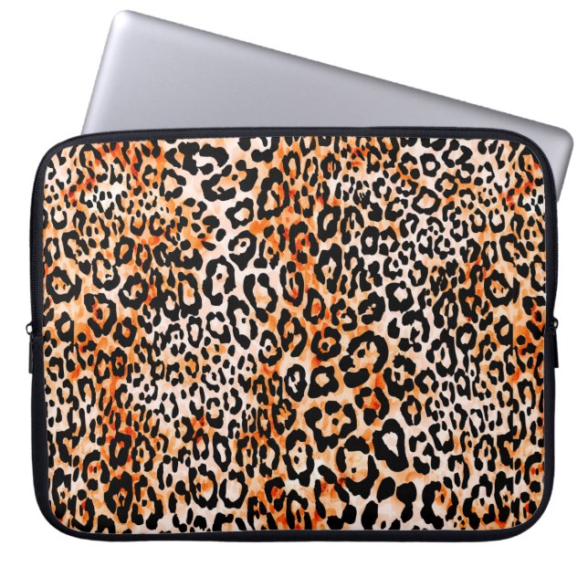 Sömlös leopard mönster, teckning-handjur laptop fodral (Framsidan)