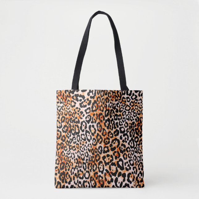 Sömlös leopard mönster, teckning-handjur tygkasse (Framsida)